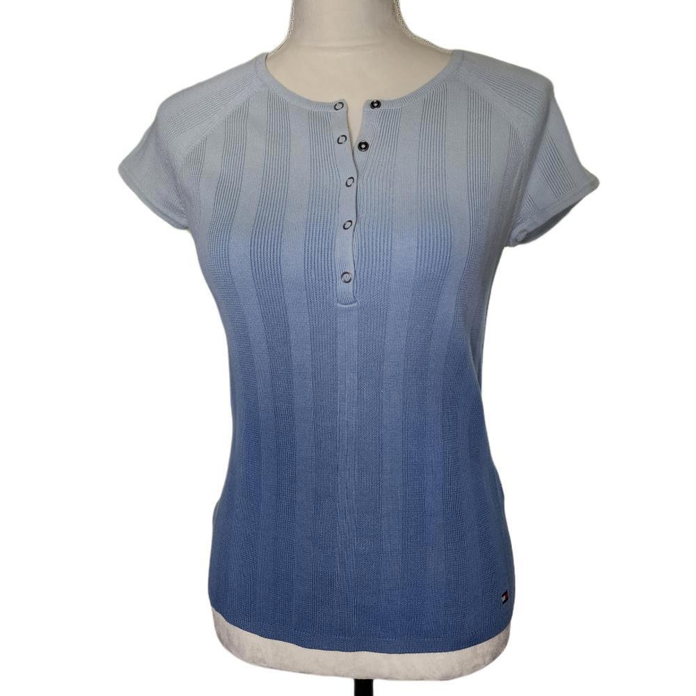 Tommy Hilfiger. Blue Ombre Cotton short sleeve top. Size M